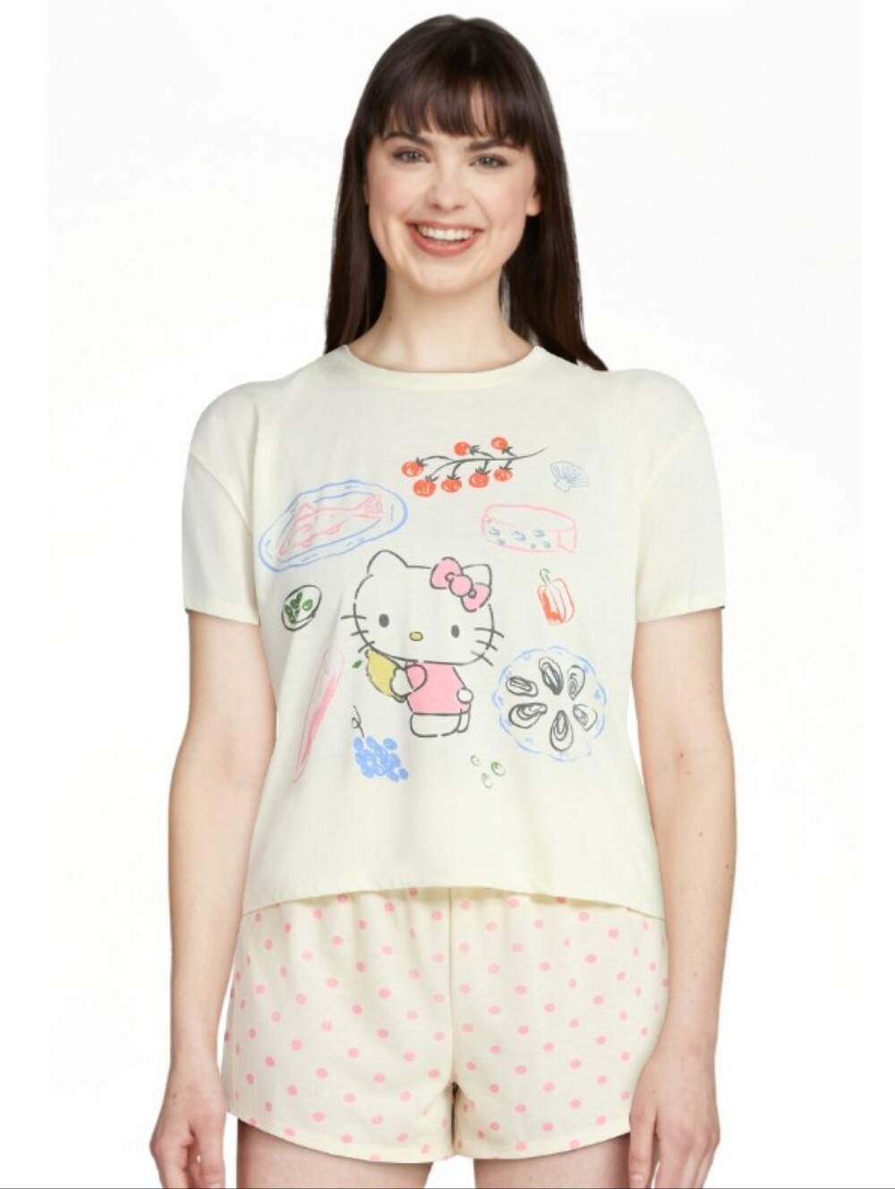 Hello Kitty Short Sleeve Tee & Shorts Pajama Set Size:S, NWT